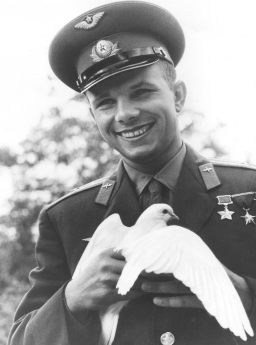 Yuri Alekseyevich Gagarin was a Soviet pilot and cosmonaut who became the first human to journey into outer space, achieving a major milestone in the Space Race; his capsule, Vostok 1, completed one orbit of Earth on 12 April 1961.