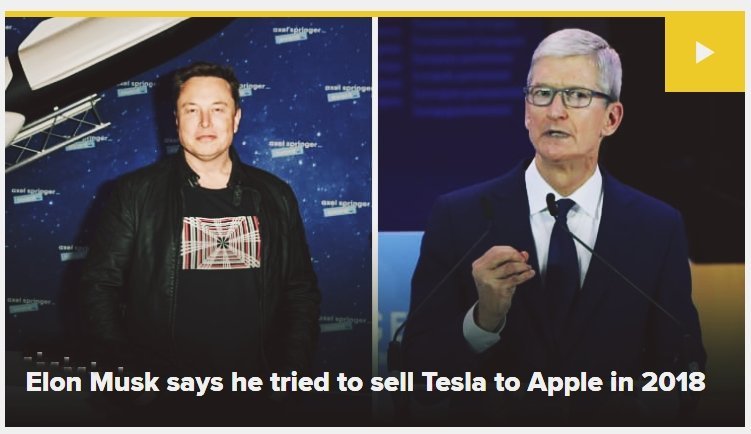Tesla founder Elon Musk said he made a conversation with Apple with serendipity to buy his company at '1/10th' of its current market value, but CEO Tim Cook rejected the offer and refused to have a meeting with him. Tesla offered a considerable surcharge to the Apple company.