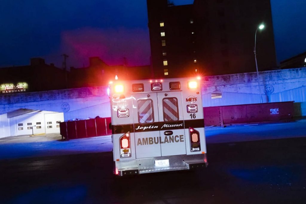 COVID-19 (CORONAVIRUS DISEASE 2019)’S DELTA VARIANT IS HIGHLY CONTAGIOUS & FAST SPREADER Credits: An ambulance Aug. 4 in Joplin, Mo. The state has been a hot spot for covid-19 cases as the delta variant sweeps the nation. (Angus Mordant/Bloomberg News)
