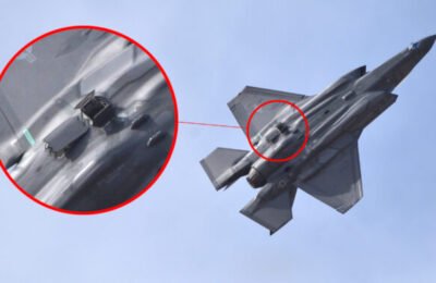 Take A Look At These Photos Of An F-35 Flying With The ALE-70 Towed Decoy Door Open