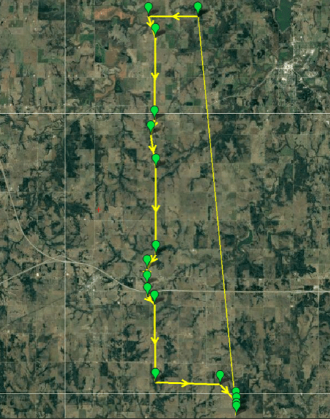 OSU flight path covering 18-miles in OSU BVLOS corridor monitored by FlightHorizon 2.0