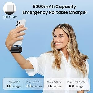 Power Bank per iPhone 15 Caricabatterie Portatile, power bank USB C Batteria Esterna Mini Powerbank