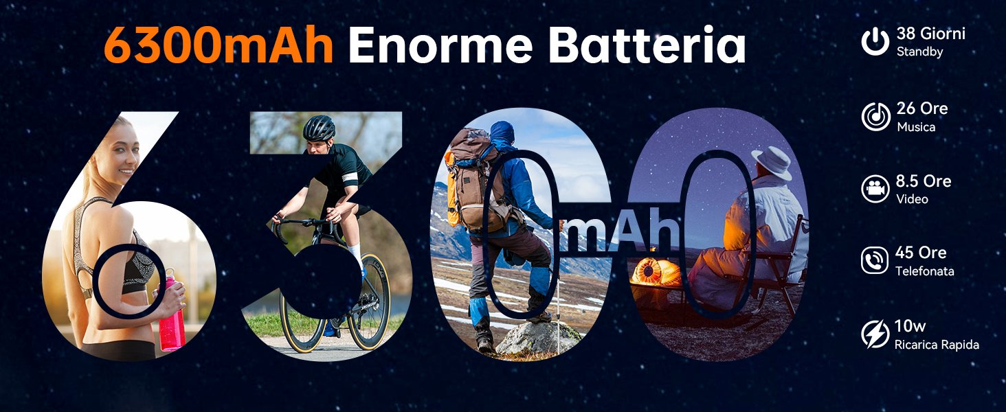6300mAh Enorme Batteria rugged phone oukitel wp32