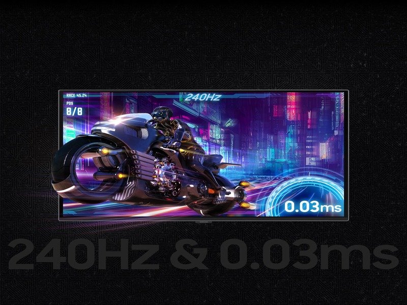 Frequenza di aggiornamento di 240 Hz e tempo di risposta di 0,03 ms (GtG)