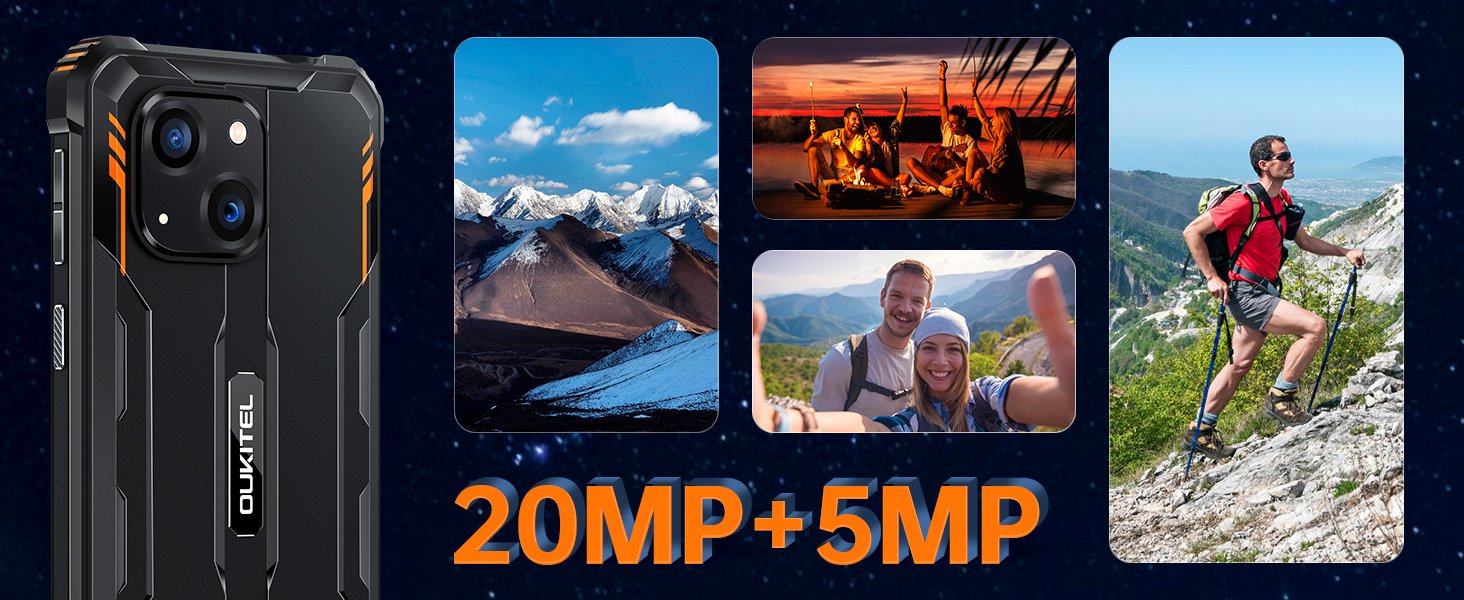 20MP Fotocamera Principale + 5MP Fotocamera smartphone rugged