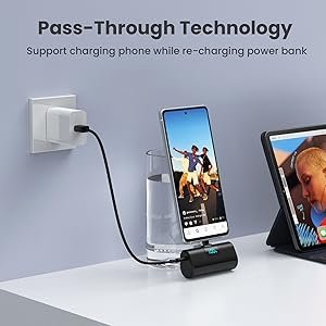 Power Bank per iPhone 15 Caricabatterie Portatile, power bank USB C Batteria Esterna Mini Powerbank