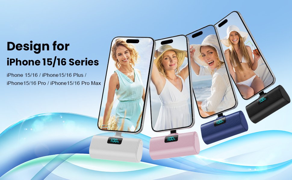 Power Bank per iPhone 15 Caricabatterie Portatile, power bank USB C Batteria Esterna Mini Powerbank