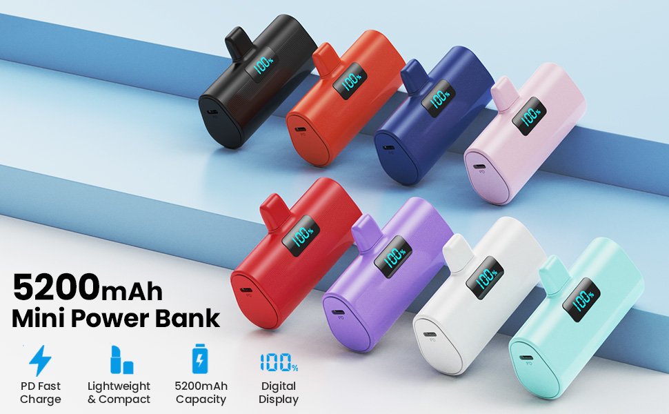 mini power bank per iphone 15 Caricatore Portatile USB C Mini Powrbank Batteria Esterna