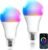Smart LED Lampadina Smart E27, 850 lm, Smart Bulb, 9 W, dimmerabile, compatibile con Alexa e Google Assistant, multicolore e dimmerabile, 2 pezzi