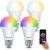 linovum Confezione da 4 lampadine LED Smart E27 RGB e temperatura colore dimmerabili App & lingua – Wi-Fi Light Bulb compatibile con Alexa, Google Home