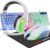 Tastiera Gaming con Cavo, 104 Tasti 3D Stereo Gaming Cuffie Combo Retroilluminato Multi-RGB, Microfono Ergonomico Regolabile 2400 DPI, Grande Tappetino per Mouse Impermeabile per PC