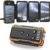 Powerbank solare 27000 mAh, caricatore portatile con 4 batterie pieghevoli per pannello solare esterno, 4 cavi integrati, batteria esterna con 2 torcia LED per smartphone, tablet (arancione)