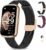 RUXINGX Smartwatch Donna, Orologio Contapassi con 24 Sport, 24H Cardiofrequenzimetro, SpO2, Ciclo Mestruale, Sonno, IP68 Orologio Fitness Activity Tracker Notifiche, Smartband per Android iOS Nero Oro